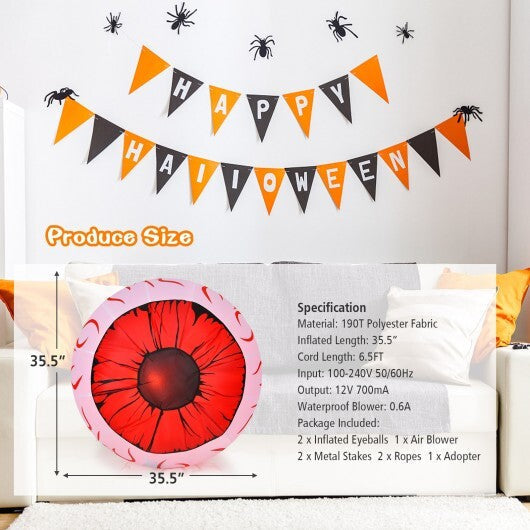 2 Pack 3 Feet Halloween Inflatable Eyeballs with Air Blower LuxuryLifeWay Online Store