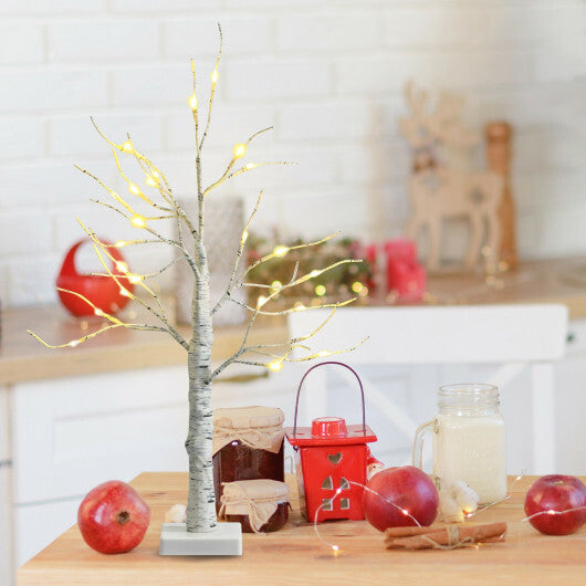 2 Feet Pre-lit White Twig Birch Tree Battery Powered for Christmas Holiday - Color: White - Size: 2 ft LuxuryLifeWay Online Store