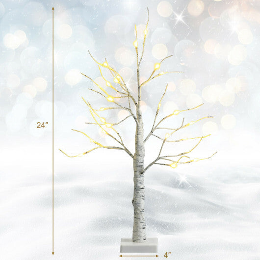 2 Feet Pre-lit White Twig Birch Tree Battery Powered for Christmas Holiday - Color: White - Size: 2 ft LuxuryLifeWay Online Store