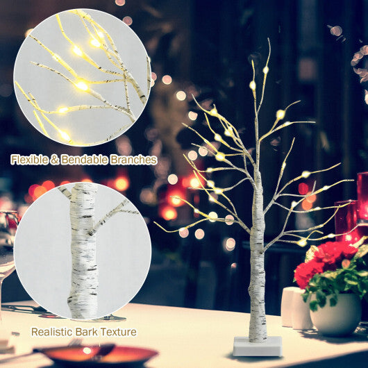 2 Feet Pre-lit White Twig Birch Tree Battery Powered for Christmas Holiday - Color: White - Size: 2 ft LuxuryLifeWay Online Store