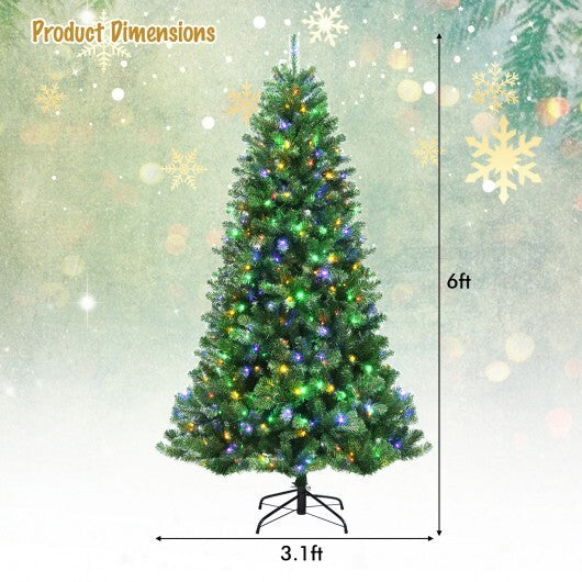 Artificial Hinged Christmas Tree with Remote-controlled Color-changing LED Lights-8'