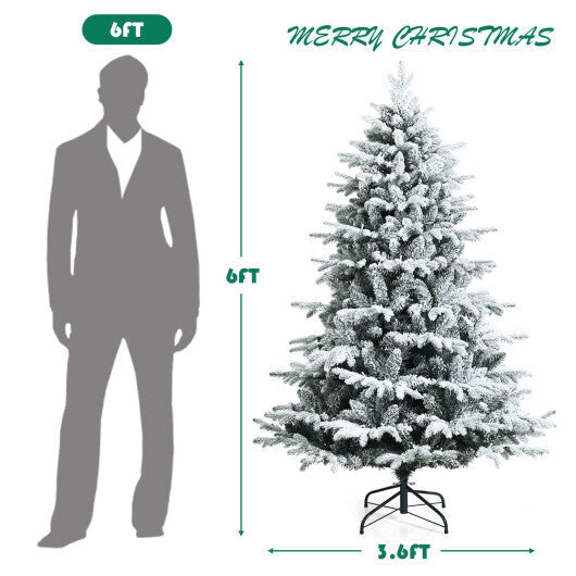 4.5/6/7 Feet Flocked Christmas Tree with Warm White LED Lights-6 ft - Color: White - Size: 6 ft LuxuryLifeWay Online Store