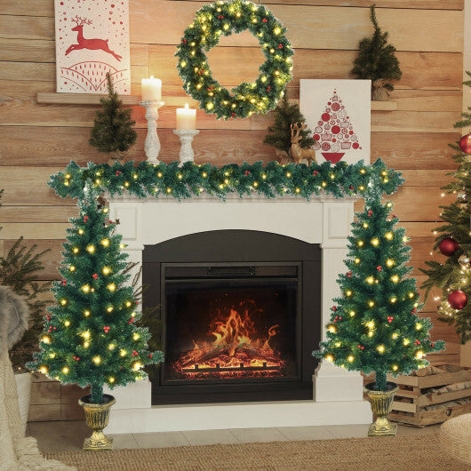 4 Pieces Christmas Decoration Set with Garland Wreath and Entrance Trees LuxuryLifeWay Online Store
