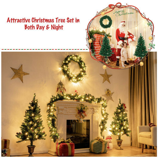 4 Pieces Christmas Decoration Set with Garland Wreath and Entrance Trees LuxuryLifeWay Online Store