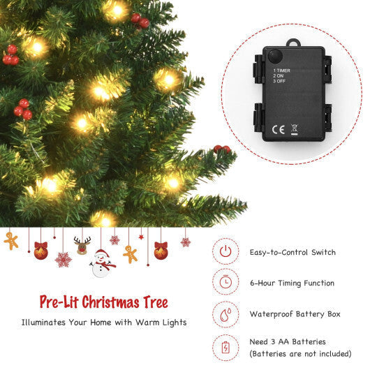 4 Pieces Christmas Decoration Set with Garland Wreath and Entrance Trees LuxuryLifeWay Online Store