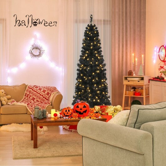 Pre-lit Christmas Halloween Tree with PVC Branch Tips and Warm White Lights-7 ft LuxuryLifeWay Online Store