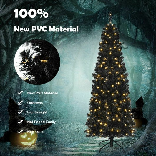 Pre-lit Christmas Halloween Tree with PVC Branch Tips and Warm White Lights-7 ft LuxuryLifeWay Online Store