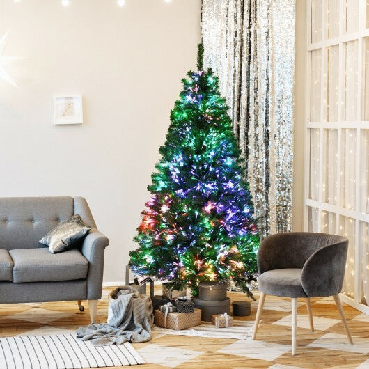 6 Feet Pre-lit Fiber Optic Artificial Christmas Tree with 617 Branch Tips LuxuryLifeWay Online Store