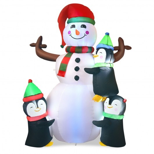6 Feet Christmas Quick Inflatable Snowman with Penguins LuxuryLifeWay Online Store
