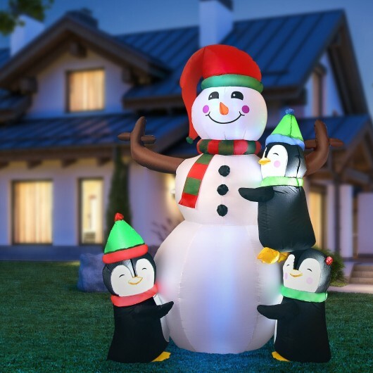 6 Feet Christmas Quick Inflatable Snowman with Penguins LuxuryLifeWay Online Store