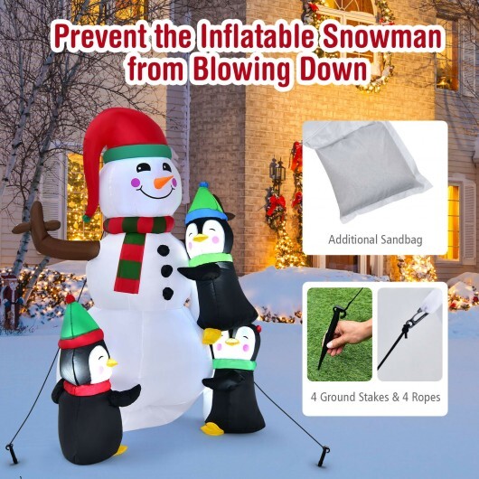 6 Feet Christmas Quick Inflatable Snowman with Penguins LuxuryLifeWay Online Store