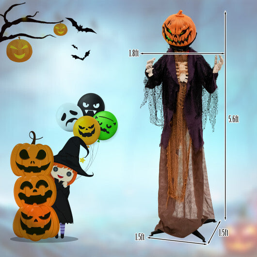 5.6 Feet Halloween Animated Standing Pumpkin Scarecrow LuxuryLifeWay Online Store