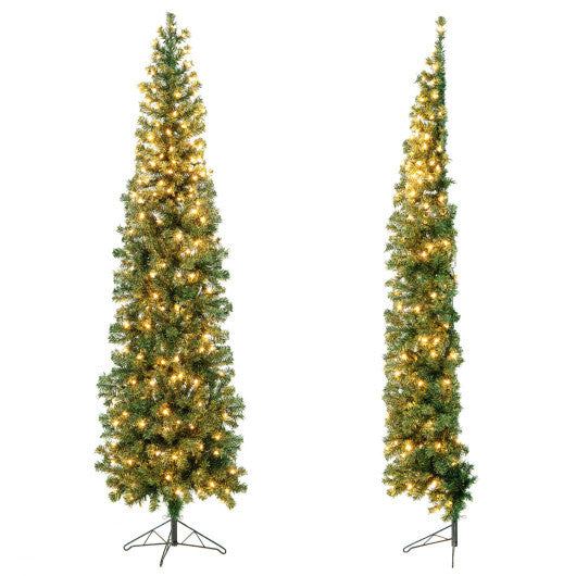 7 Feet Prelit Half-Shape Christmas Tree with 8 Lighting Modes LuxuryLifeWay Online Store