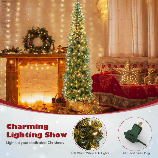 7 Feet Prelit Half-Shape Christmas Tree with 8 Lighting Modes LuxuryLifeWay Online Store