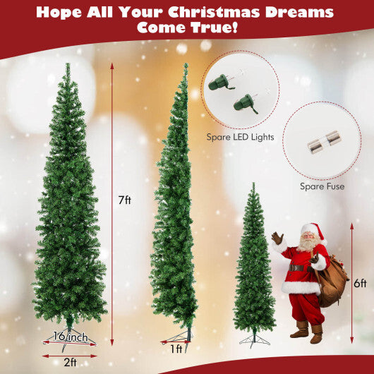 7 Feet Prelit Half-Shape Christmas Tree with 8 Lighting Modes LuxuryLifeWay Online Store
