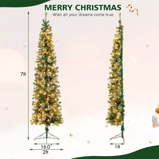 7FT Pre-Lit Half Artificial Christmas Tree with 150 Warm White LED Lights LuxuryLifeWay Online Store