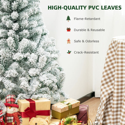 4.5 Feet Pre-Lit Premium Snow Flocked Christmas Tree with 150 Lights LuxuryLifeWay Online Store