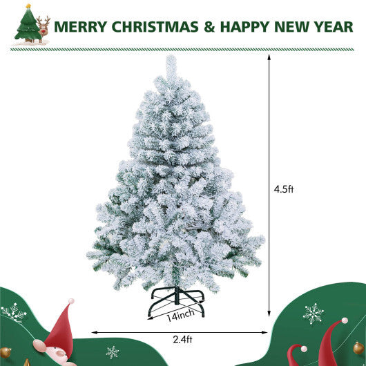 4.5 Feet Pre-Lit Premium Snow Flocked Christmas Tree with 150 Lights LuxuryLifeWay Online Store