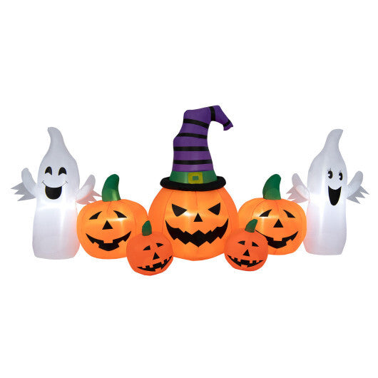 9 Feet Long Halloween Inflatable Pumpkins with 2 Ghosts LuxuryLifeWay Online Store