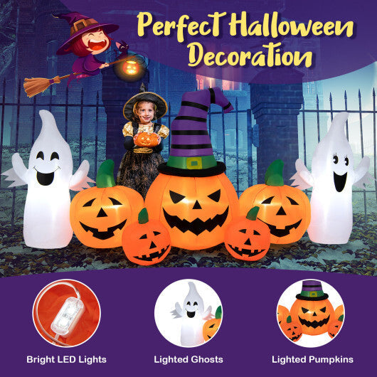 9 Feet Long Halloween Inflatable Pumpkins with 2 Ghosts LuxuryLifeWay Online Store