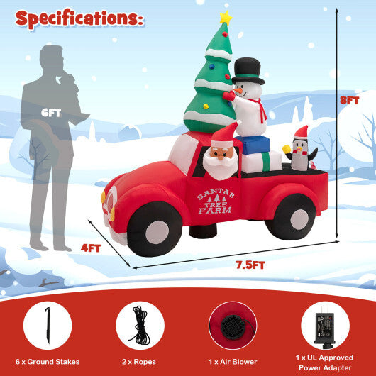 8 Feet Wide Inflatable Santa Claus Driving a Car with LED and Air Blower LuxuryLifeWay Online Store