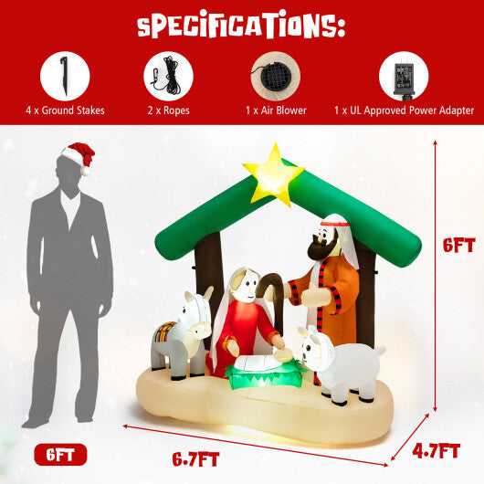 6.7 Feet Christmas Inflatable Nativity Scene with LED Lights - Color: Multicolor LuxuryLifeWay Online Store
