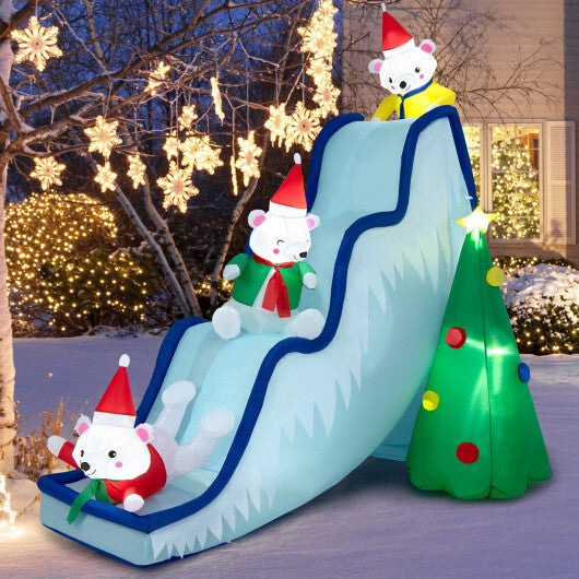 9 Feet Inflatable Polar Bear Slide Scene Decoration with LED Lights LuxuryLifeWay Online Store