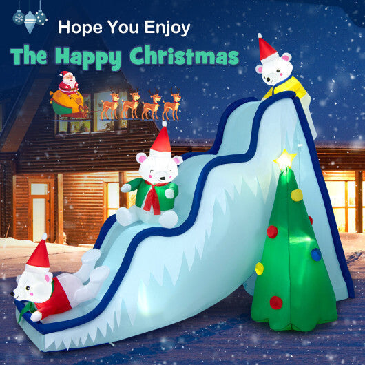 9 Feet Inflatable Polar Bear Slide Scene Decoration with LED Lights LuxuryLifeWay Online Store