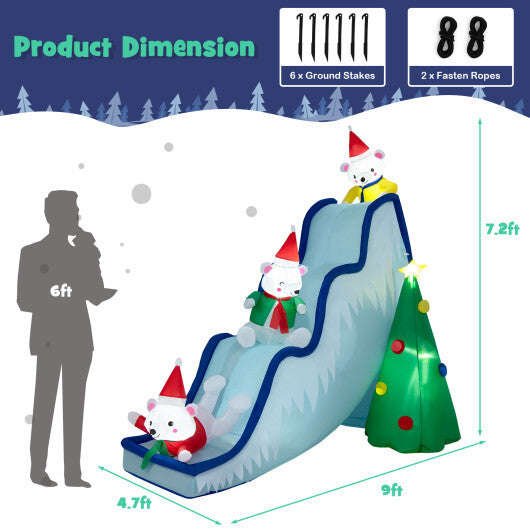 9 Feet Inflatable Polar Bear Slide Scene Decoration with LED Lights LuxuryLifeWay Online Store