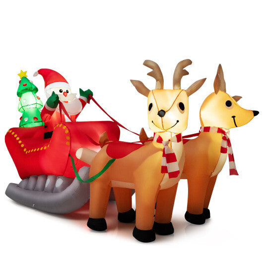 7.2 Feet Long Christmas Inflatable Santa Rides Sled with LED Lights LuxuryLifeWay Online Store