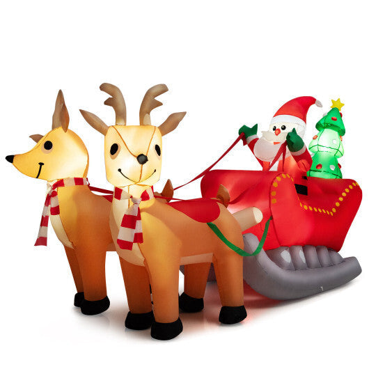 7.2 Feet Long Christmas Inflatable Santa Rides Sled with LED Lights LuxuryLifeWay Online Store