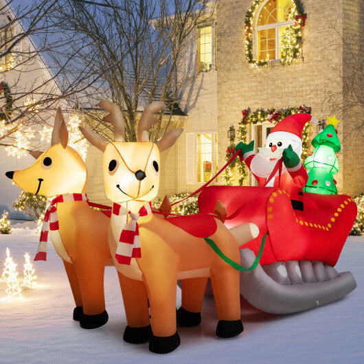 7.2 Feet Long Christmas Inflatable Santa Rides Sled with LED Lights LuxuryLifeWay Online Store