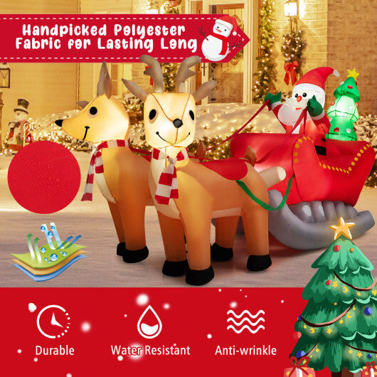 7.2 Feet Long Christmas Inflatable Santa Rides Sled with LED Lights LuxuryLifeWay Online Store