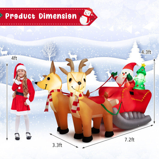 7.2 Feet Long Christmas Inflatable Santa Rides Sled with LED Lights LuxuryLifeWay Online Store