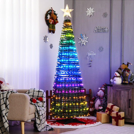 6.2 Feet Pop-up Lighted Christmas Tree with 282 RGB LED Lights-Green LuxuryLifeWay Online Store