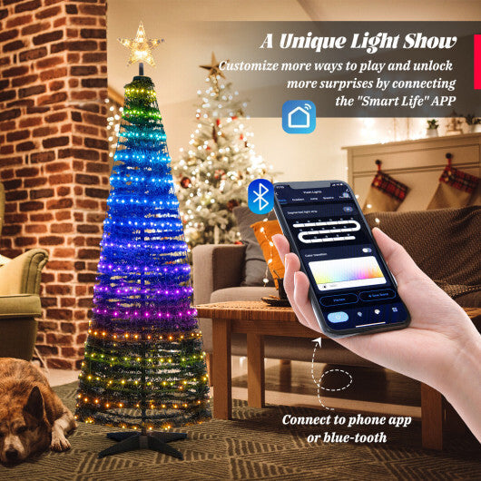 6.2 Feet Pop-up Lighted Christmas Tree with 282 RGB LED Lights-Green LuxuryLifeWay Online Store