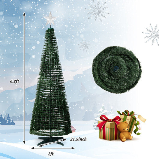 6.2 Feet Pop-up Lighted Christmas Tree with 282 RGB LED Lights-Green LuxuryLifeWay Online Store