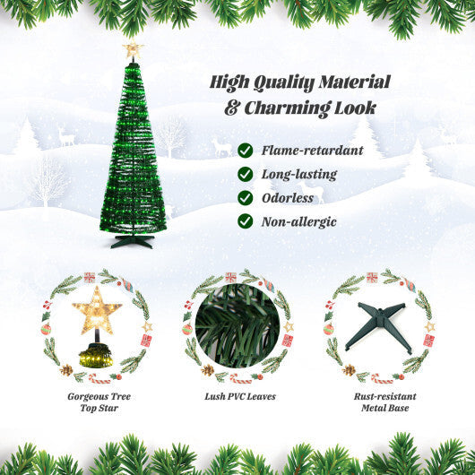 6.2 Feet Pop-up Lighted Christmas Tree with 282 RGB LED Lights-Green LuxuryLifeWay Online Store