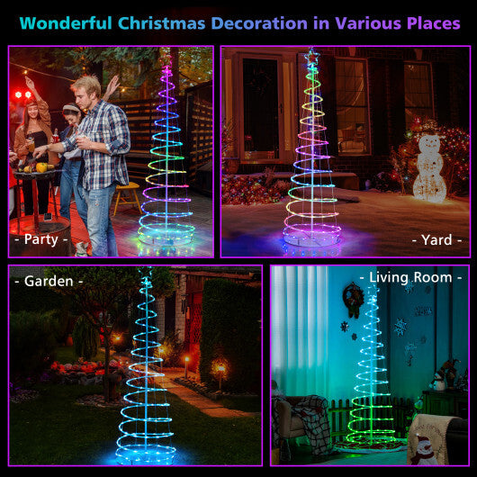 6 Feet Light Up Spiral Christmas Tree with Tree Top Star-White LuxuryLifeWay Online Store