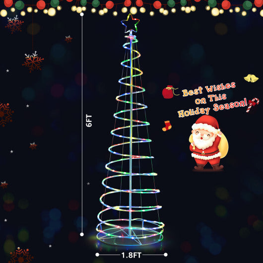 6 Feet Light Up Spiral Christmas Tree with Tree Top Star-White LuxuryLifeWay Online Store