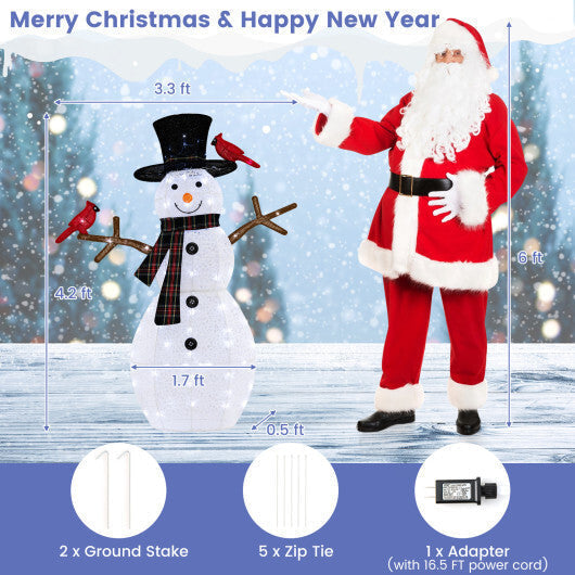 4.2 Feet Lighted Snowman and Redbirds Christmas Decoration LuxuryLifeWay Online Store