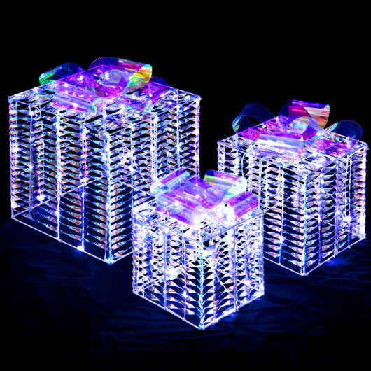 Set of 3 Iridescent Christmas Gift Box with Iridescent Bows LuxuryLifeWay Online Store