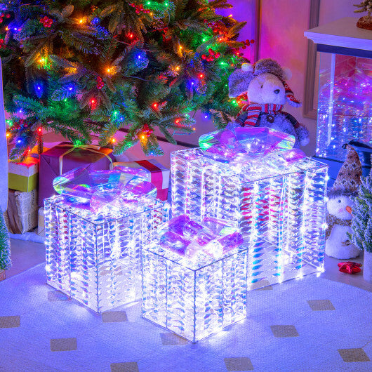 Set of 3 Iridescent Christmas Gift Box with Iridescent Bows LuxuryLifeWay Online Store