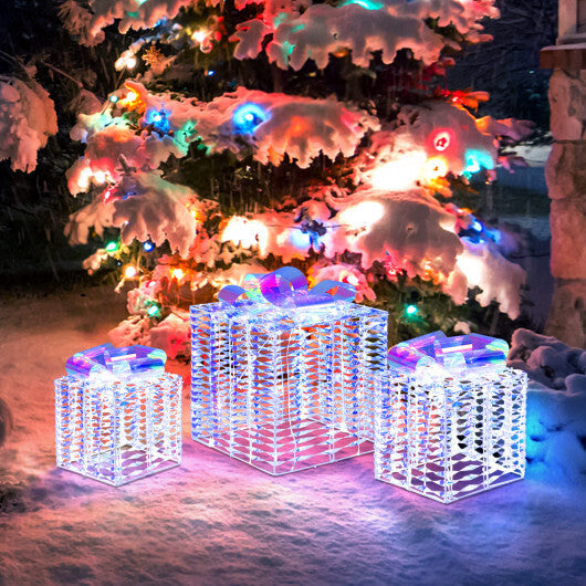 Set of 3 Iridescent Christmas Gift Box with Iridescent Bows LuxuryLifeWay Online Store