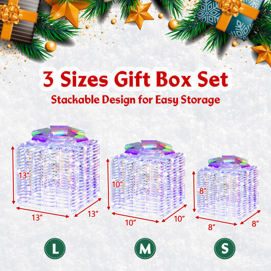 Set of 3 Iridescent Christmas Gift Box with Iridescent Bows LuxuryLifeWay Online Store