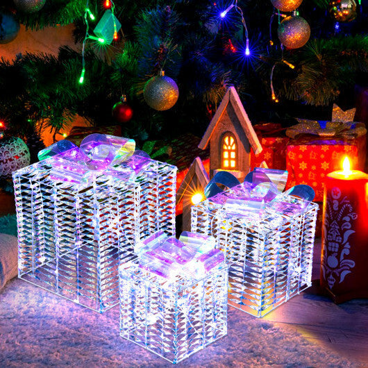 Set of 3 Iridescent Christmas Gift Box with Iridescent Bows LuxuryLifeWay Online Store
