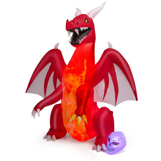 8 Feet Halloween Inflatables Blow-up Red Dragon with Wings Skull LuxuryLifeWay Online Store