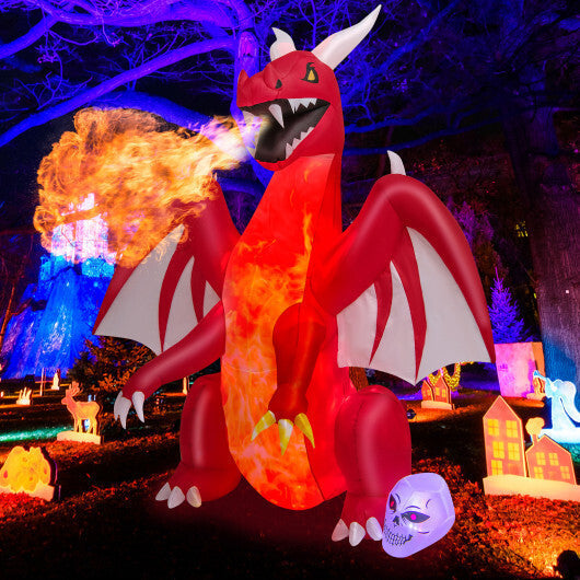 8 Feet Halloween Inflatables Blow-up Red Dragon with Wings Skull LuxuryLifeWay Online Store