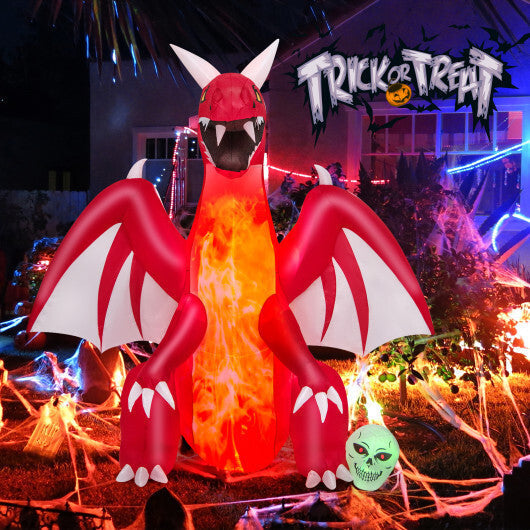 8 Feet Halloween Inflatables Blow-up Red Dragon with Wings Skull LuxuryLifeWay Online Store