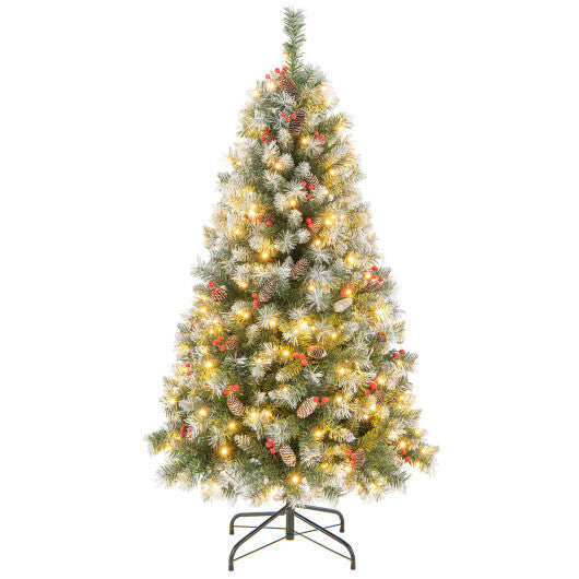 Hinged Christmas Tree with 450 PVC Branch Tips and 200 Warm White LED Lights-6.5 ft